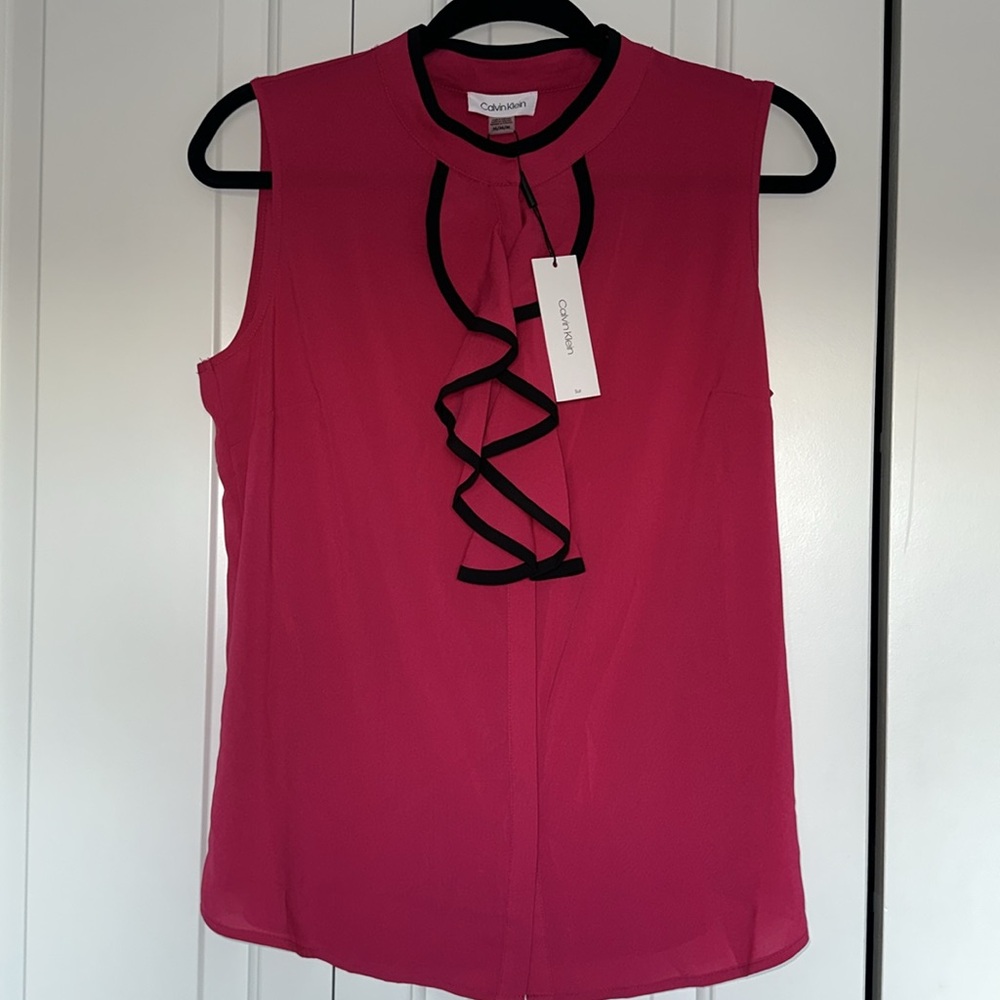NWT Calvin Klein Ruffle-Front Top